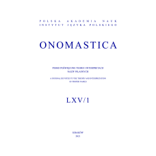 Onomastica LXV/1